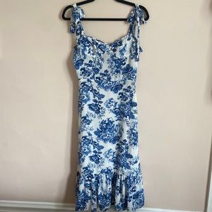 Bloomingdales Aqua floral dress - Reformation look a like - size small